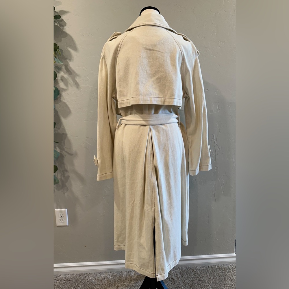 Crescent Denim Trench Coat in White - Picture 7 of 8